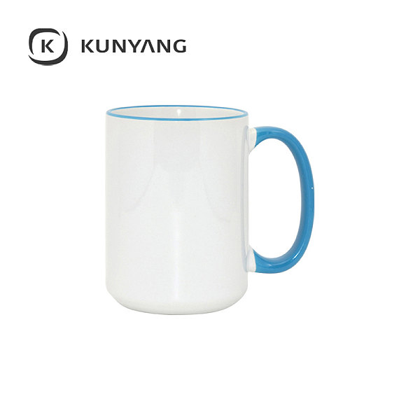15oz Rim Handle Mug Light Blue
