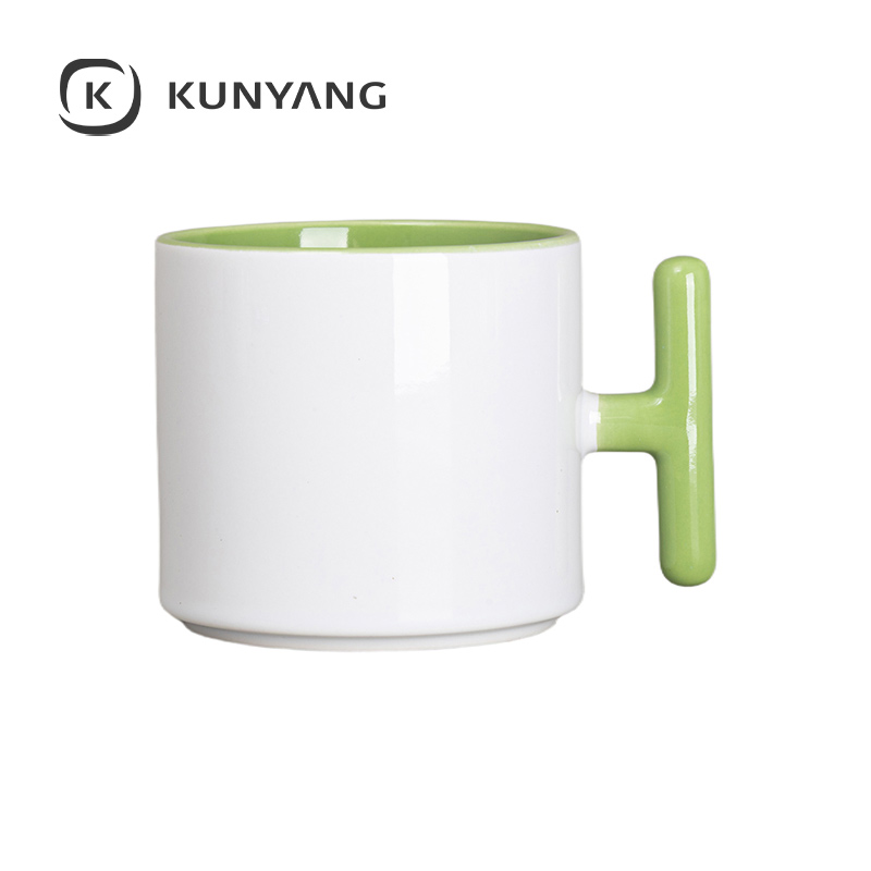 9oz Lnner T-Hadle Color Mug Green