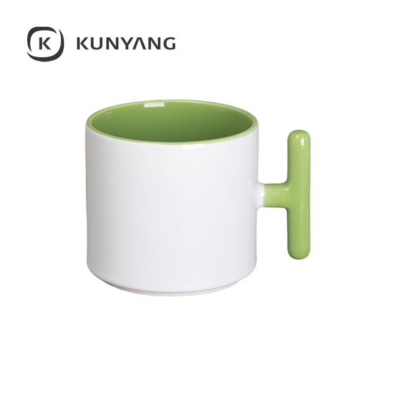 9oz Lnner T-Hadle Color Mug Green