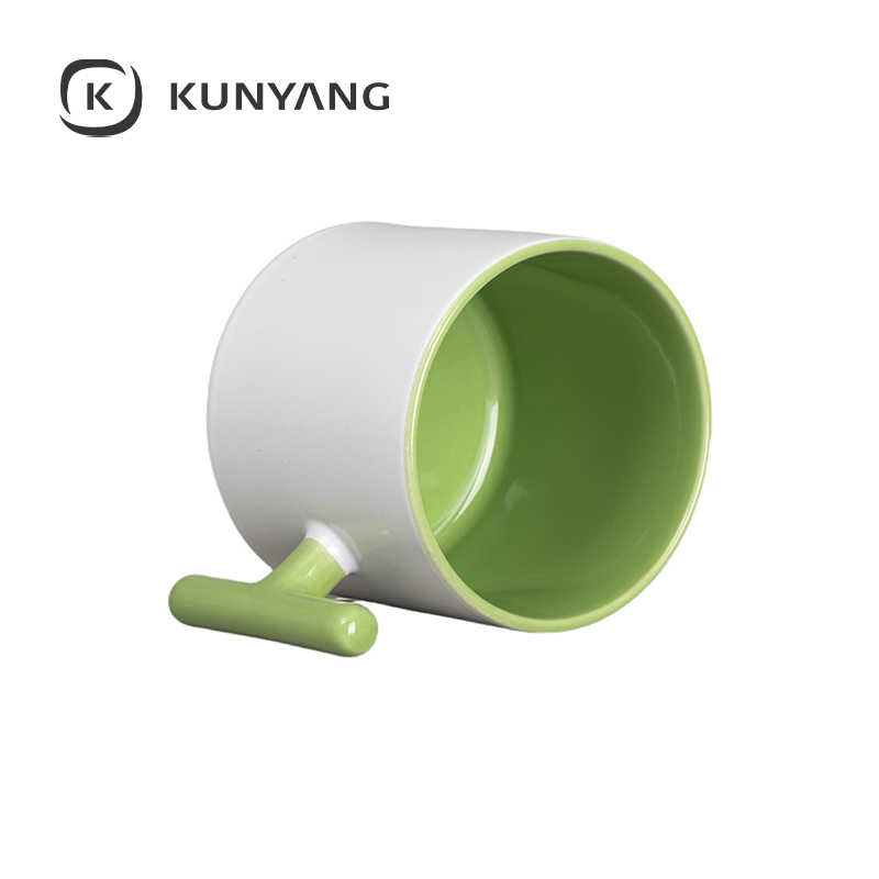 9oz Lnner T-Hadle Color Mug Green
