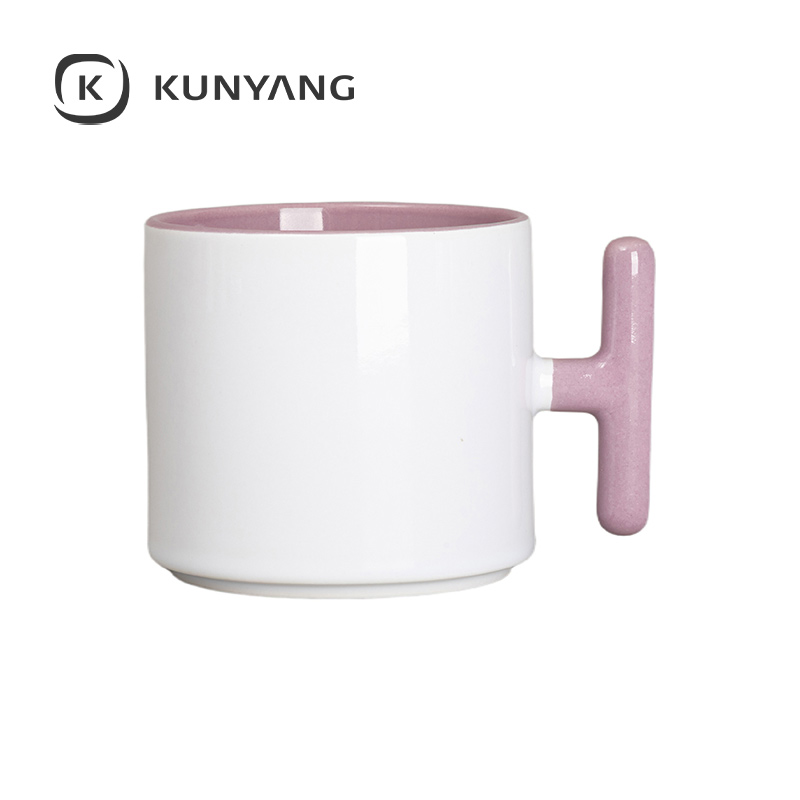 9oz Lnner T-Hadle Color Mug Pink