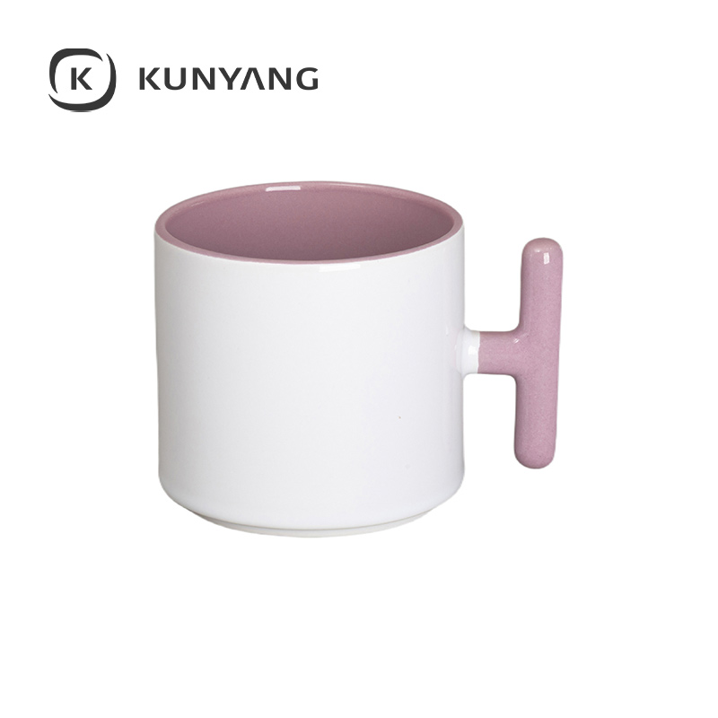 9oz Lnner T-Hadle Color Mug Pink