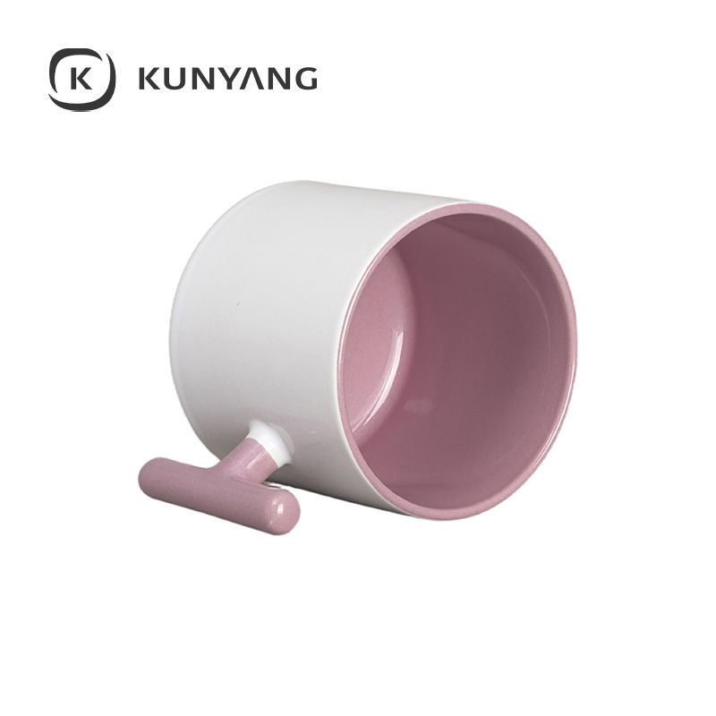 9oz Lnner T-Hadle Color Mug Pink