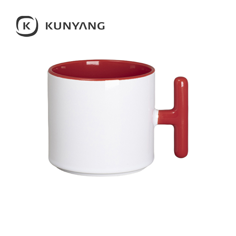9oz Lnner T-Hadle Color Mug Red