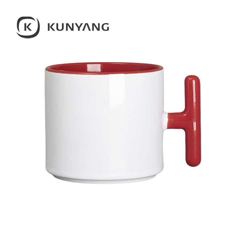 9oz Lnner T-Hadle Color Mug Red