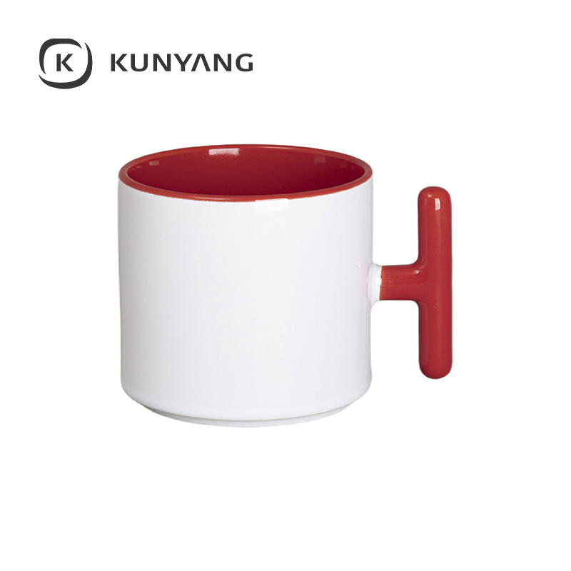 9oz Lnner T-Hadle Color Mug Red