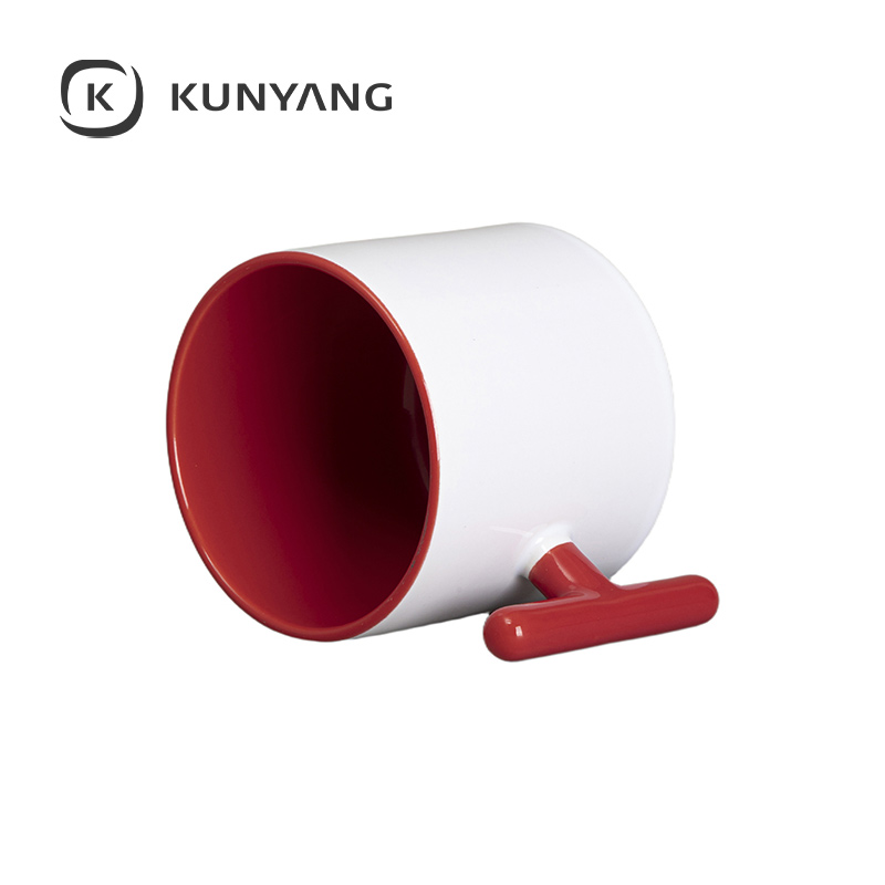9oz Lnner T-Hadle Color Mug Red