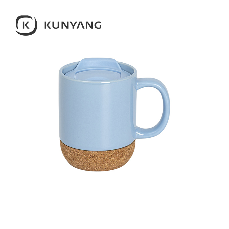 Ceramic Cork Coaster Mug Blue