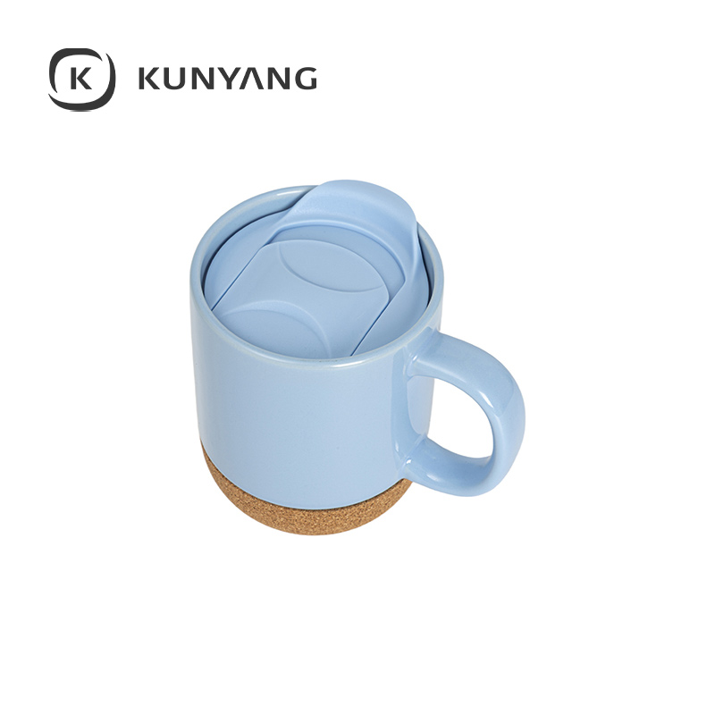 Ceramic Cork Coaster Mug Blue