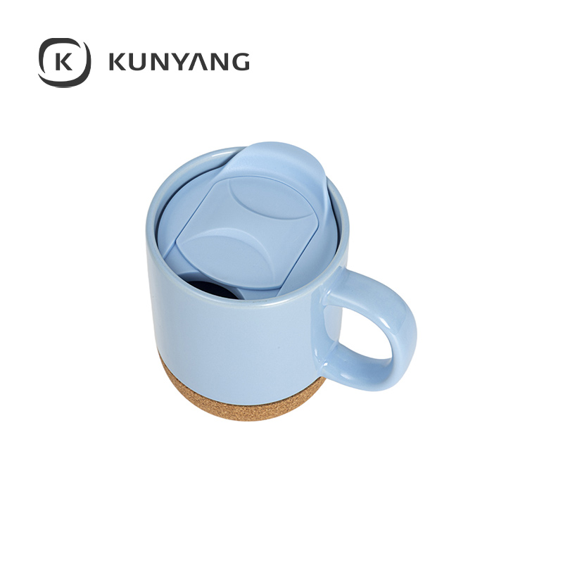 Ceramic Cork Coaster Mug Blue