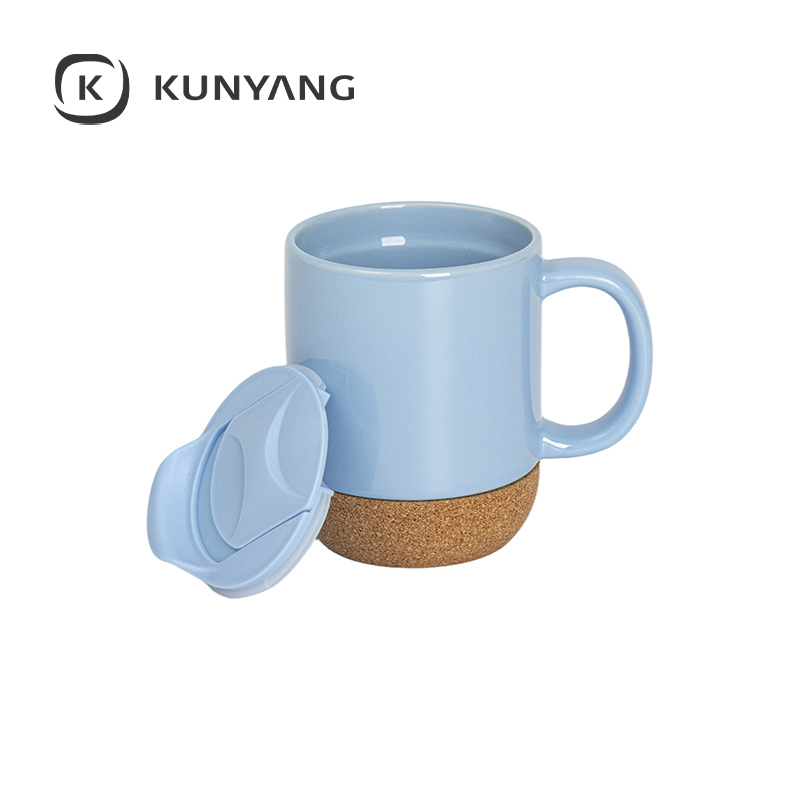Ceramic Cork Coaster Mug Blue
