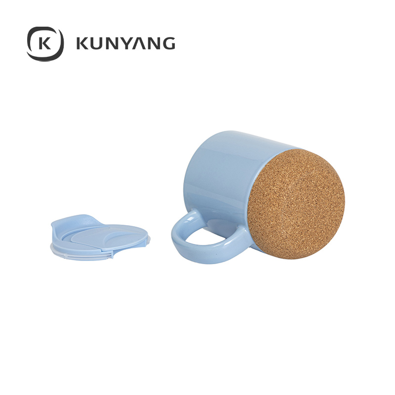 Ceramic Cork Coaster Mug Blue