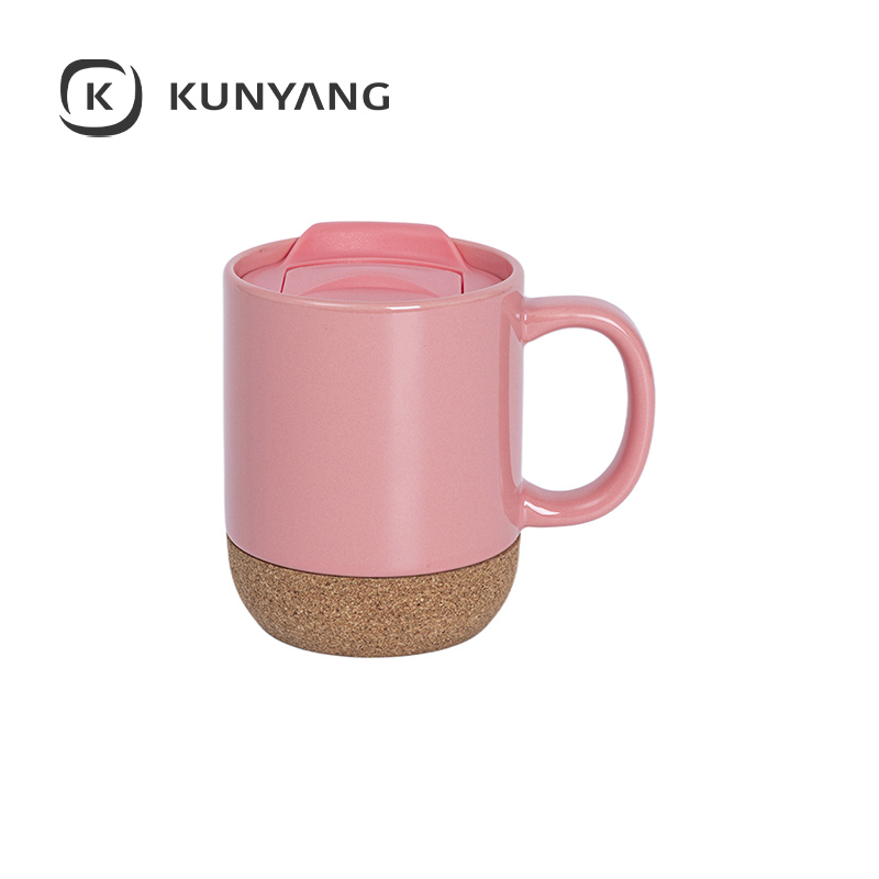 Ceramic Cork Coaster Mug Pink