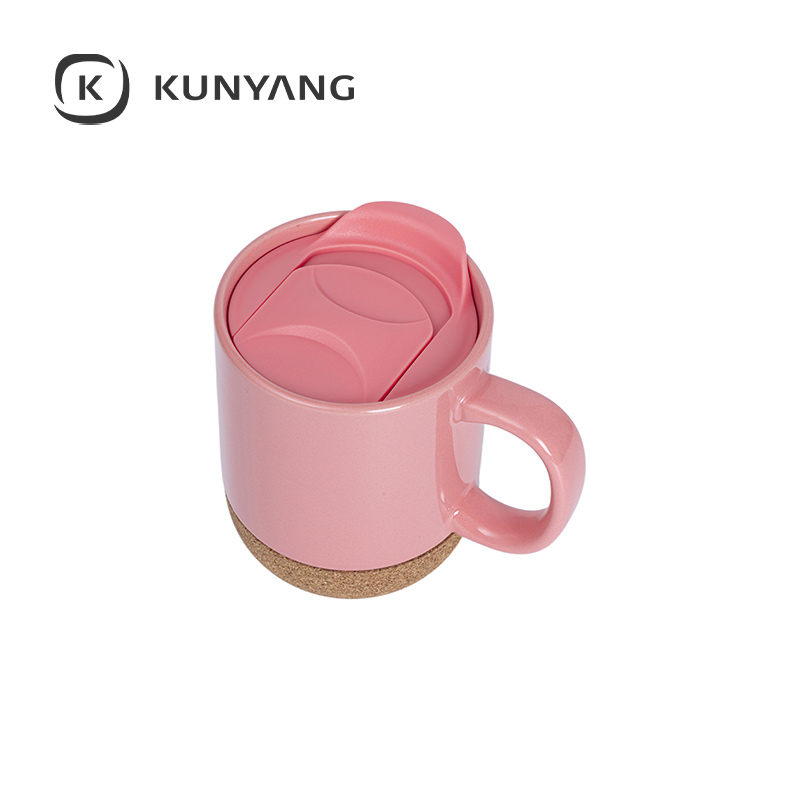 Ceramic Cork Coaster Mug Pink