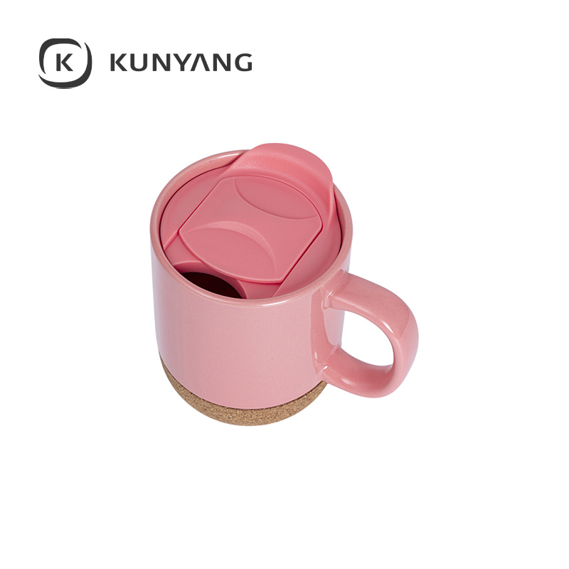 Ceramic Cork Coaster Mug Pink