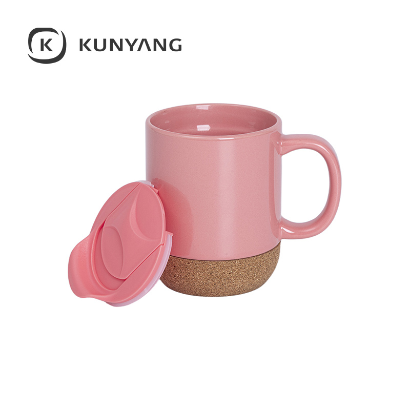 Ceramic Cork Coaster Mug Pink