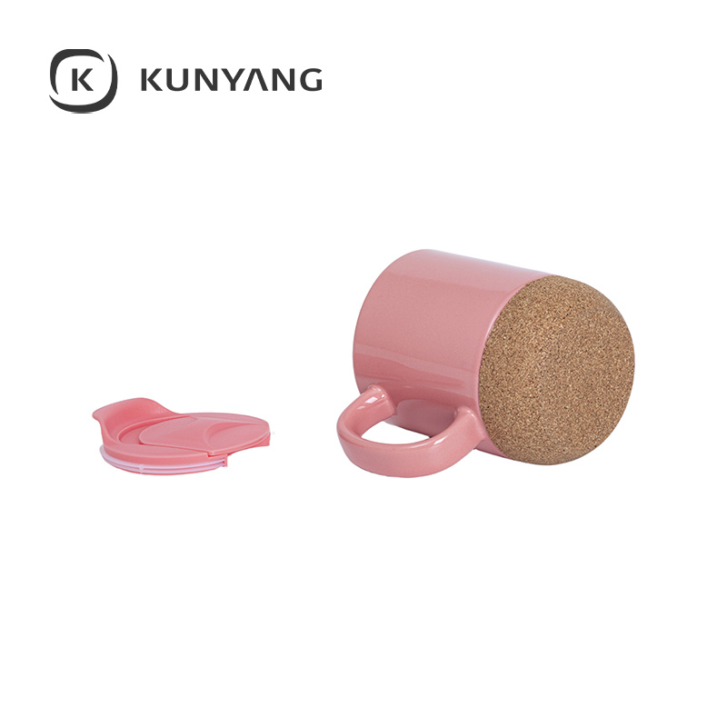 Ceramic Cork Coaster Mug Pink