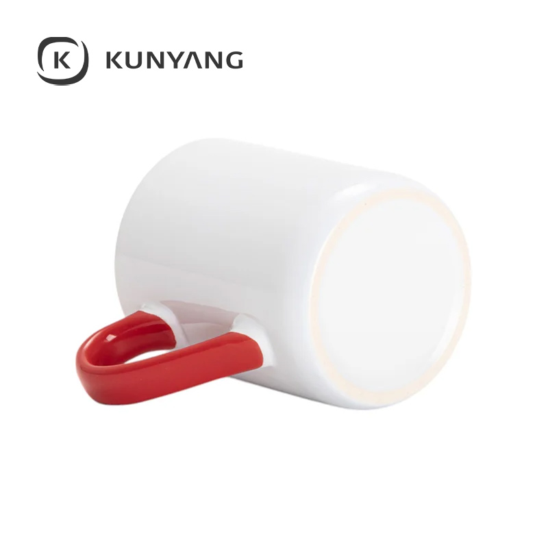 11oz Lnner Handle Color Mugs w/Curved Bottom Red