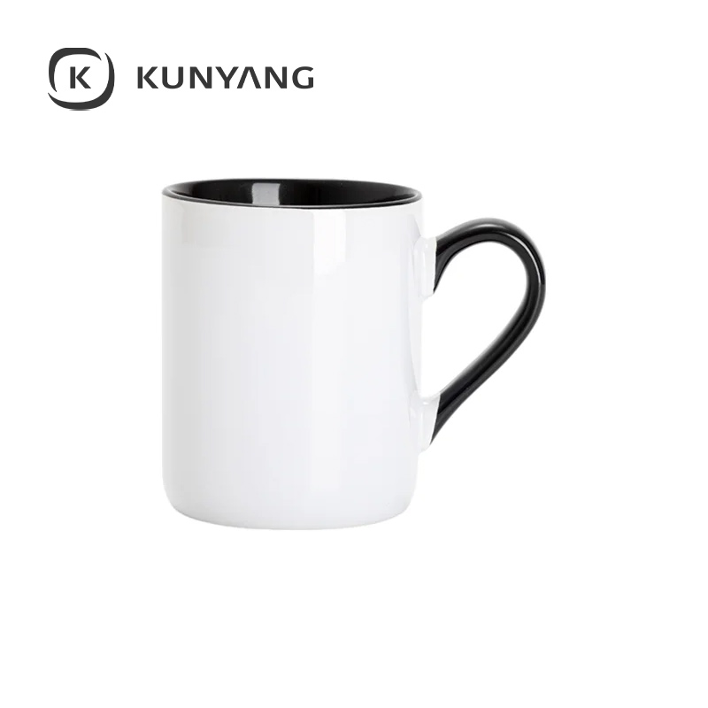 11oz Lnner Handle Color Mugs w/Curved Bottom Black