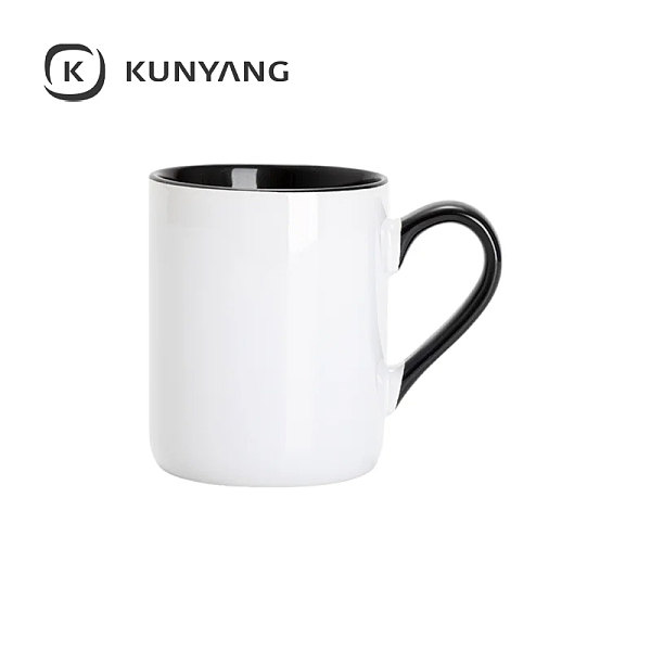 11oz Lnner Handle Color Mugs w/Curved Bottom Black