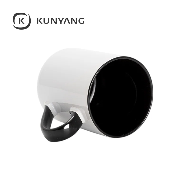 11oz Lnner Handle Color Mugs w/Curved Bottom Black