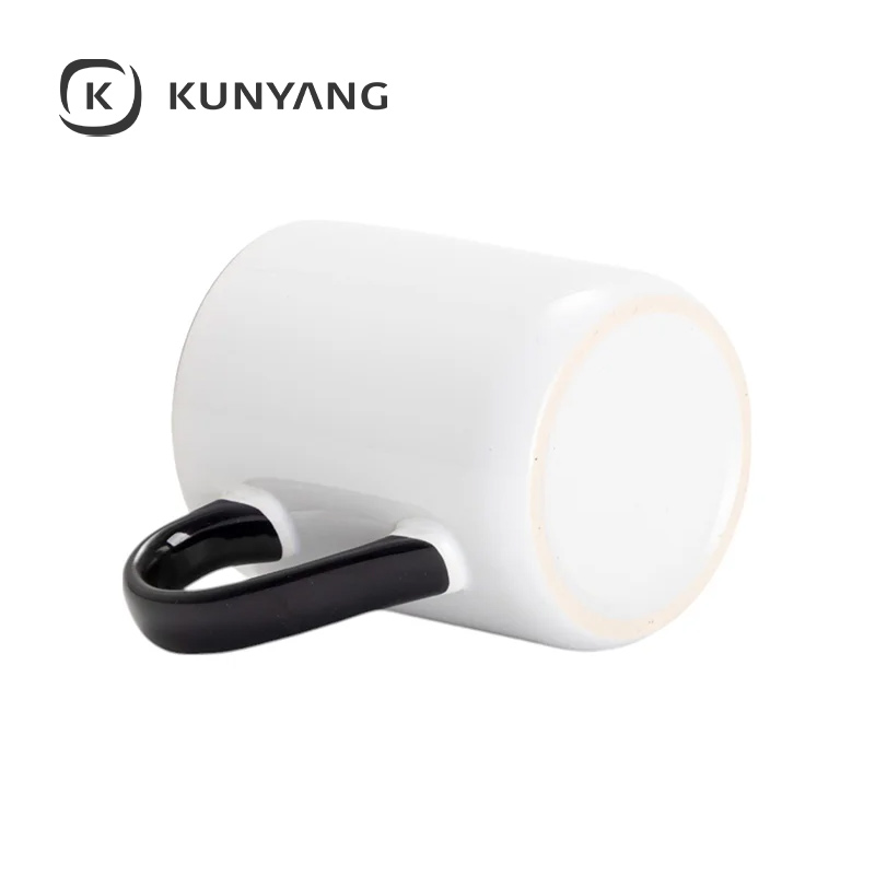 11oz Lnner Handle Color Mugs w/Curved Bottom Black
