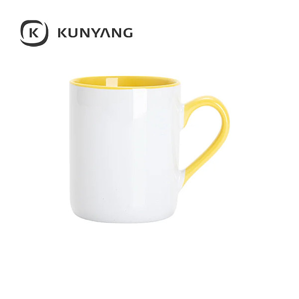 11oz Lnner Handle Color Mugs w/Curved Bottom Yellow
