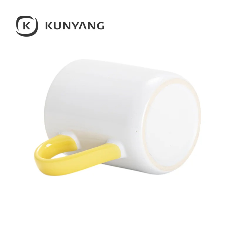 11oz Lnner Handle Color Mugs w/Curved Bottom Yellow