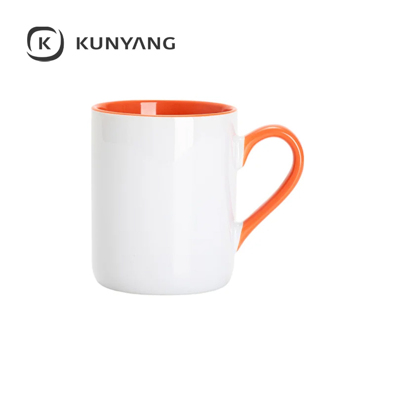 11oz Lnner Handle Color Mugs w/Curved Bottom Orange