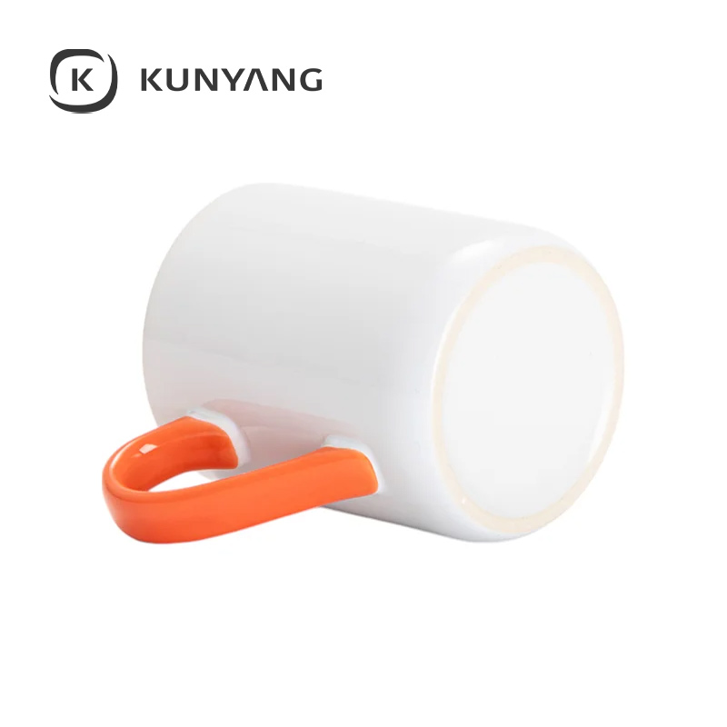 11oz Lnner Handle Color Mugs w/Curved Bottom Orange