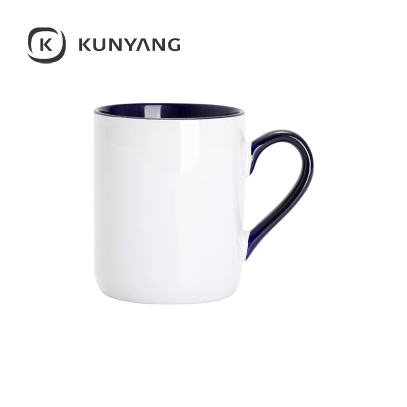 11oz Lnner Handle Color Mugs w/Curved Bottom Dark Blue