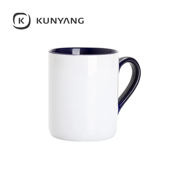 11oz Lnner Handle Color Mugs w/Curved Bottom Dark Blue