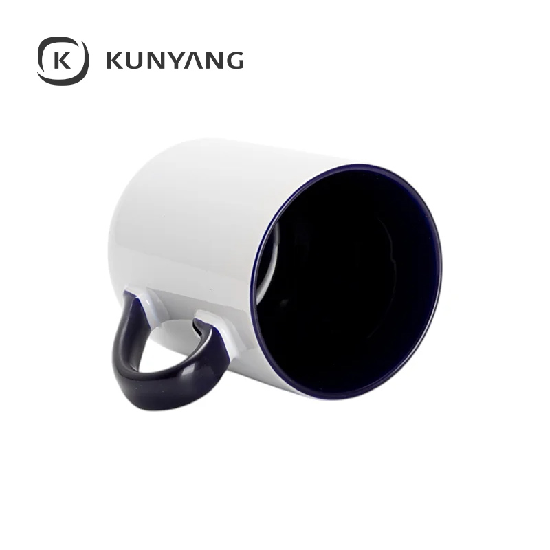 11oz Lnner Handle Color Mugs w/Curved Bottom Dark Blue