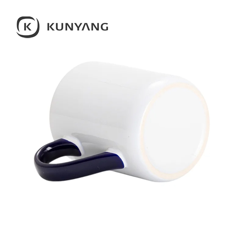 11oz Lnner Handle Color Mugs w/Curved Bottom Dark Blue
