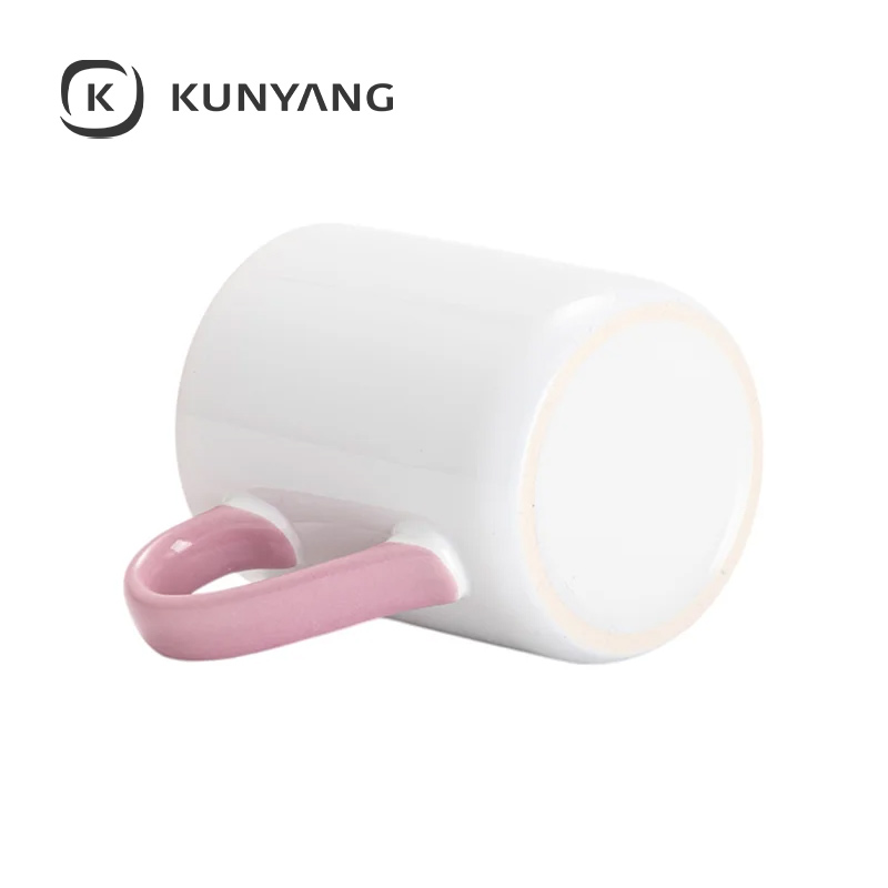 11oz Lnner Handle Color Mugs w/Curved Bottom Pink