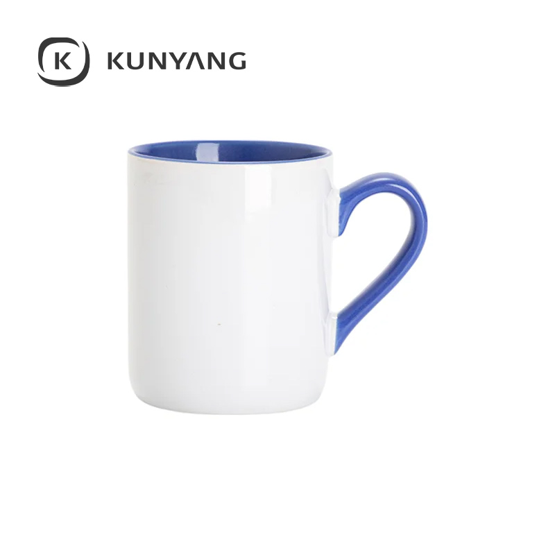 11oz Lnner Handle Color Mugs w/Curved Bottom Light Blue