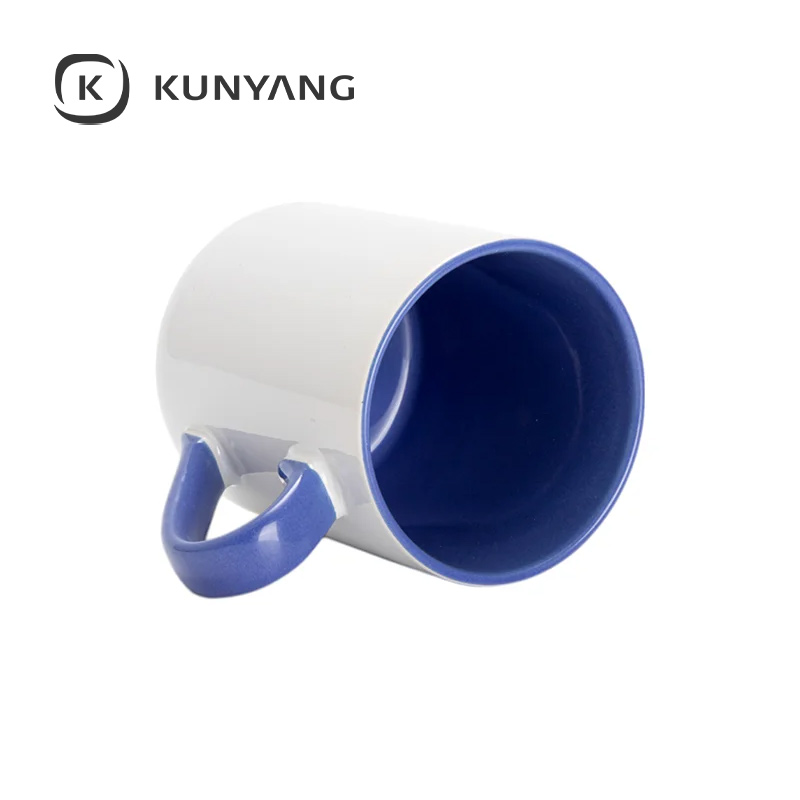11oz Lnner Handle Color Mugs w/Curved Bottom Light Blue