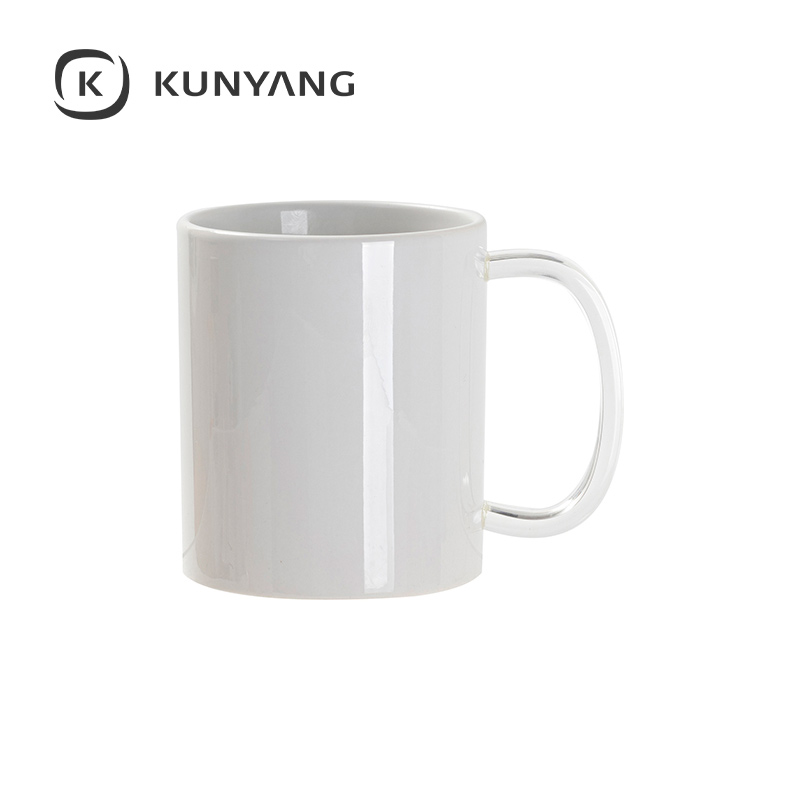 11oz Two-Tone Color Mug(Clear Glass Handle) White