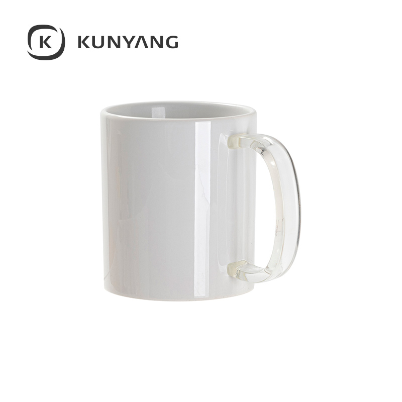 11oz Two-Tone Color Mug(Clear Glass Handle) White