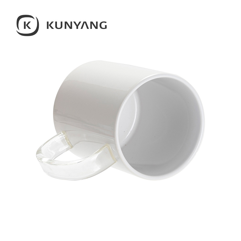 11oz Two-Tone Color Mug(Clear Glass Handle) White