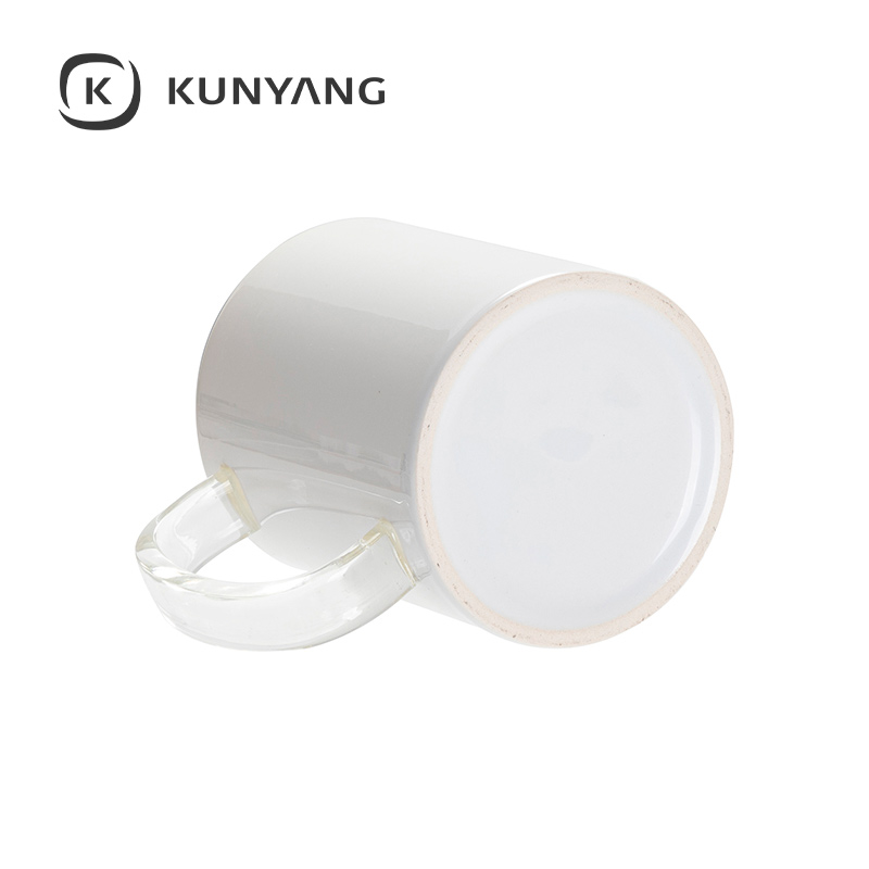 11oz Two-Tone Color Mug(Clear Glass Handle) White