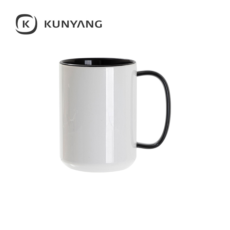 15oz Two-Tone Color Mug(Glass Handle) Black