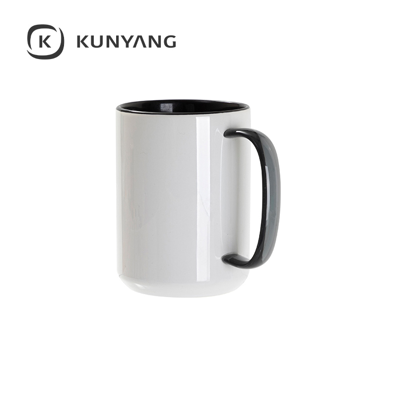 15oz Two-Tone Color Mug(Glass Handle) Black