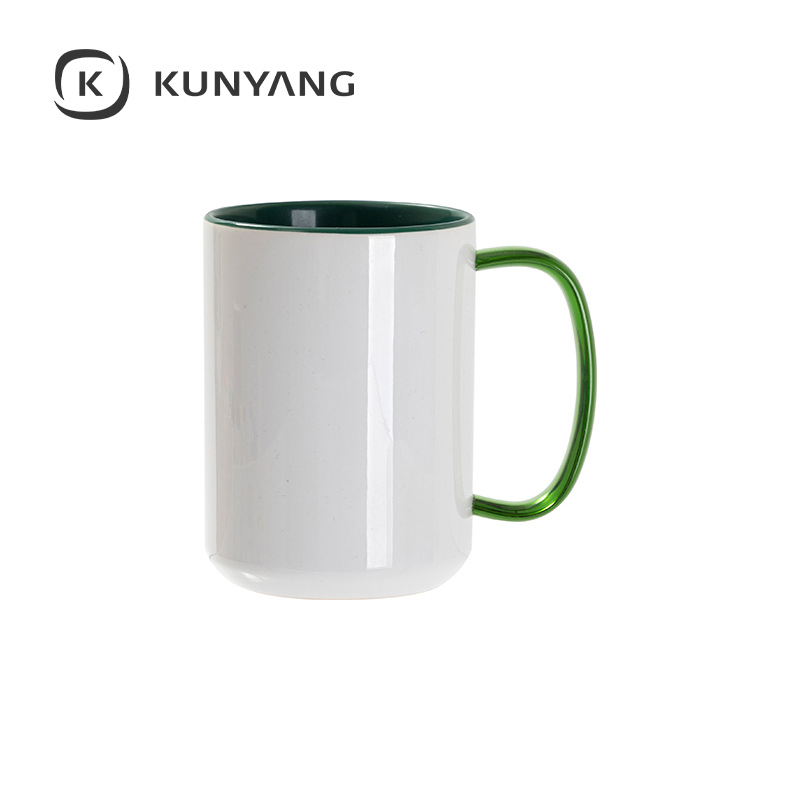 15oz Two-Tone Color Mug(Glass Handle) Green
