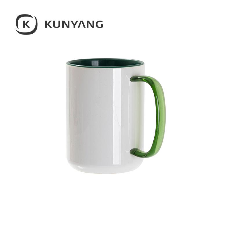 15oz Two-Tone Color Mug(Glass Handle) Green