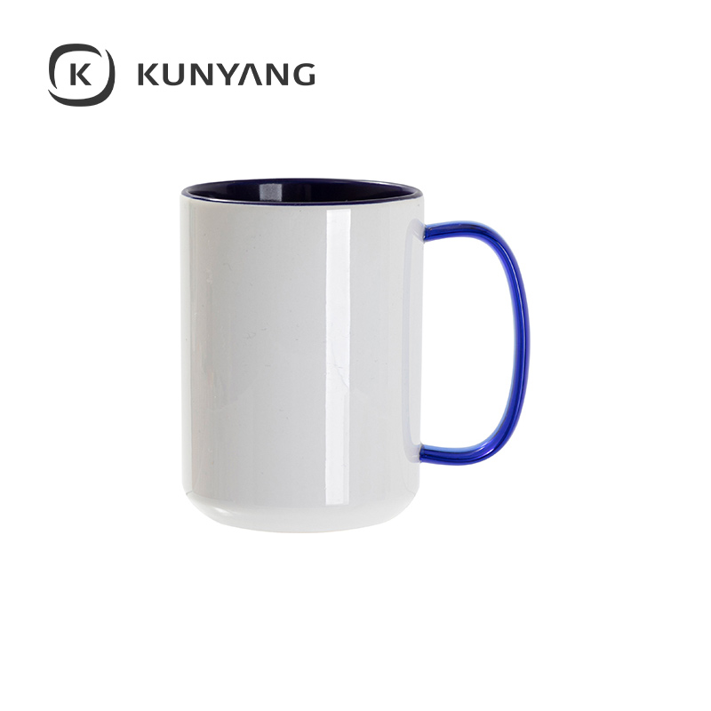 15oz Two-Tone Color Mug(Glass Handle) Dark Blue