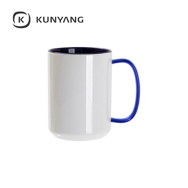 15oz Two-Tone Color Mug(Glass Handle) Dark Blue