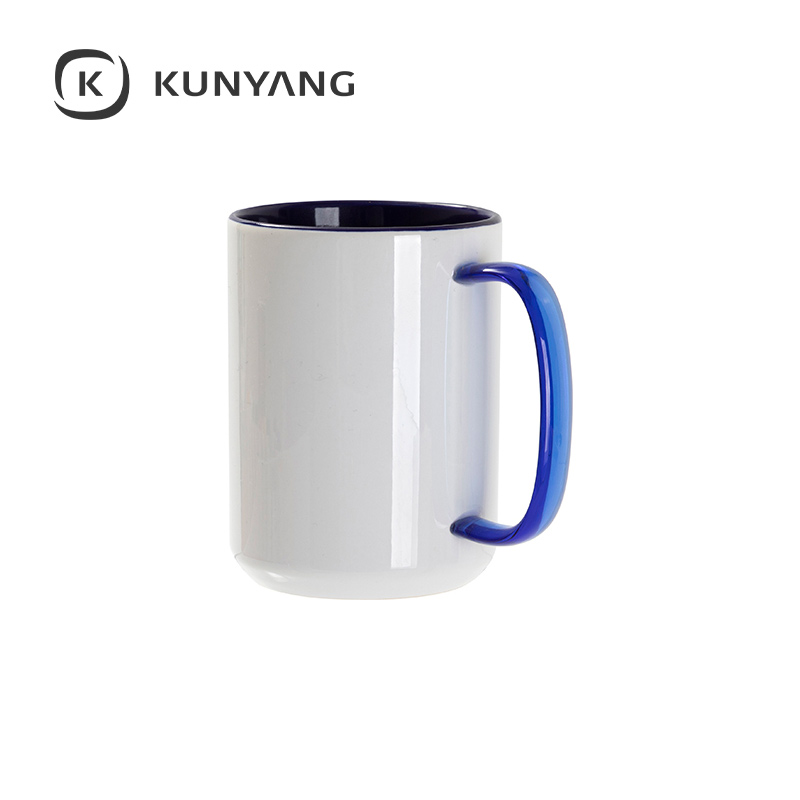 15oz Two-Tone Color Mug(Glass Handle) Dark Blue