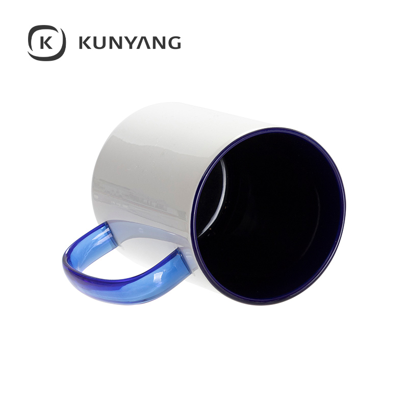 15oz Two-Tone Color Mug(Glass Handle) Dark Blue