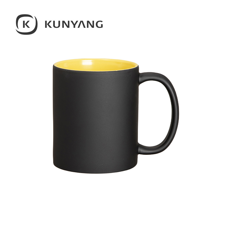 11oz Two-Tone Engravable Matte Black Mug(new) Yellow